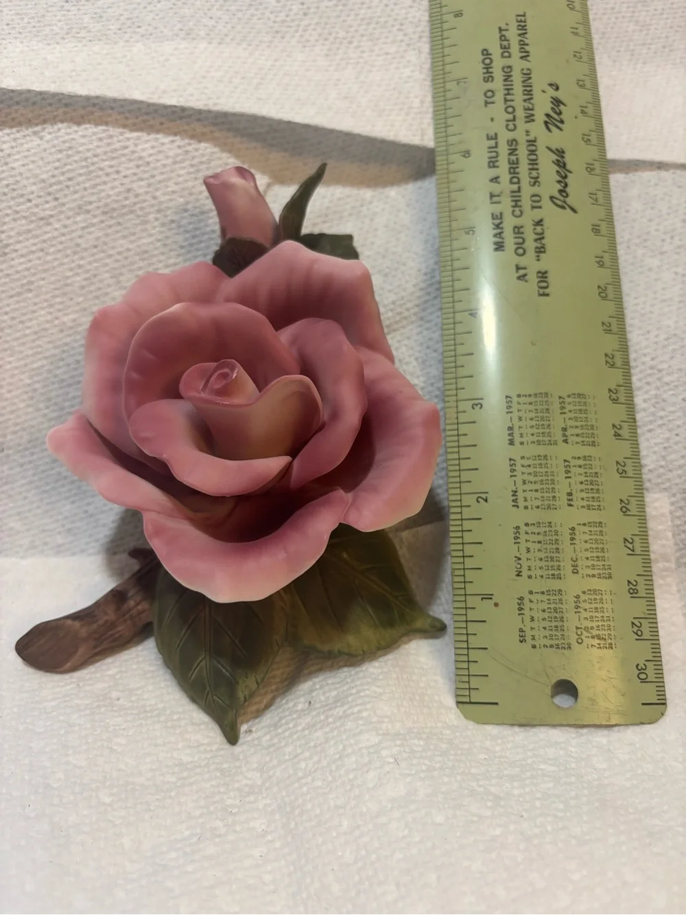 Teleflora Accents Hand-Painted Porcelain Pink Rose Figurine
